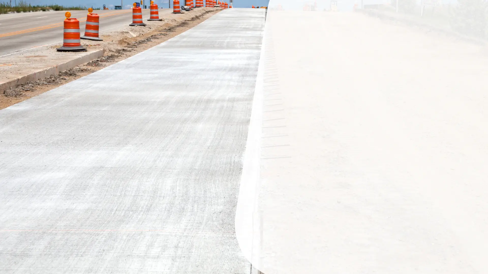 concrete road under construction